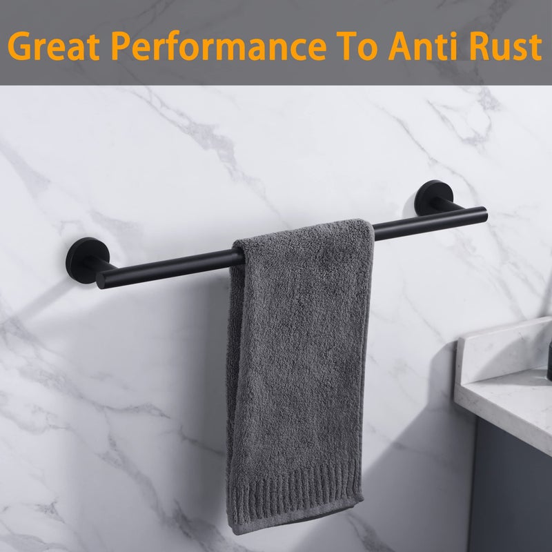 Nolimas Matte Black Bath Towel Bar Single Bars Towel Rack Rod Classic Wall Mounted Stainless Steel Bathroom Towel Bar Toilet Kitchen Towel Shelf Single Layer,24inch - Image 5